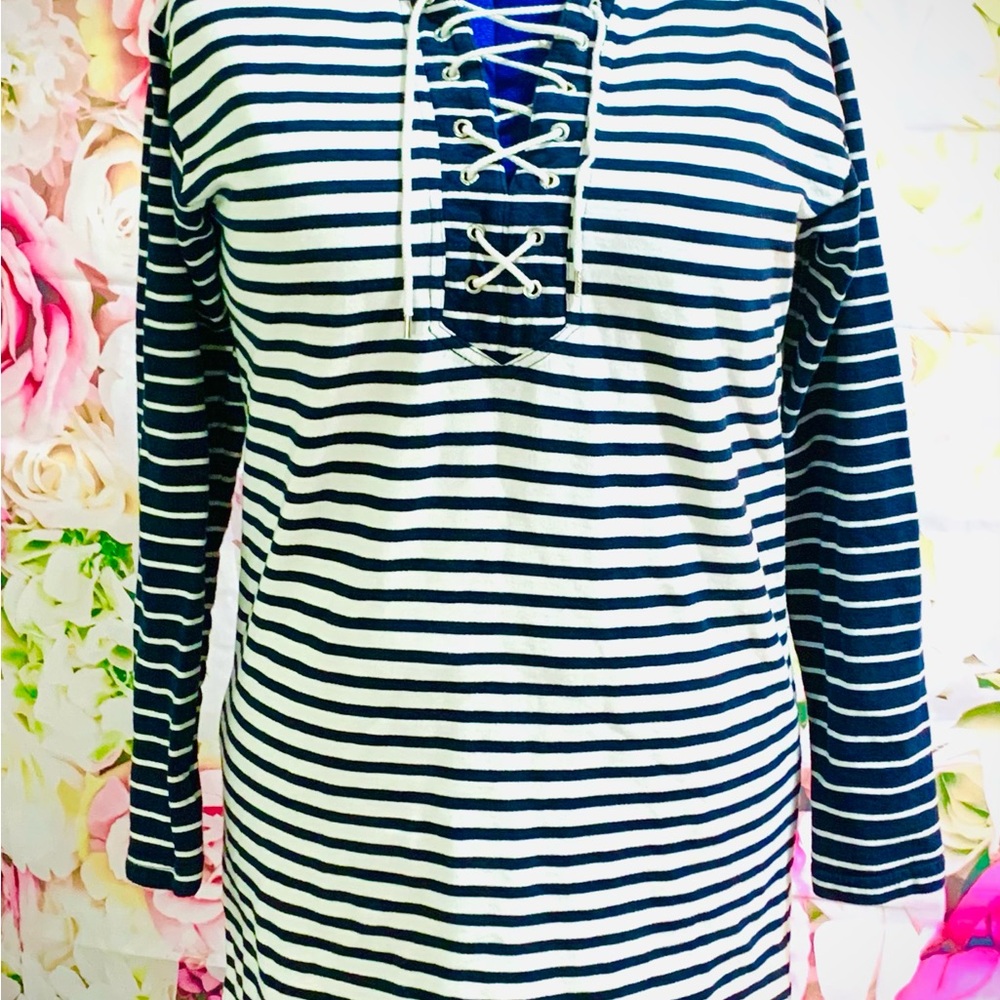 Nautical Striped Lace-Up Women's Tunic